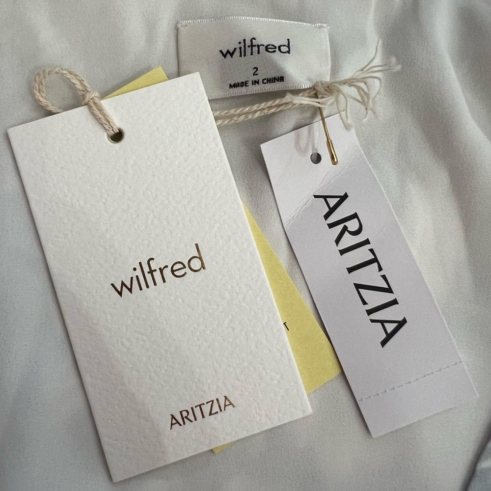 NWT Aritzia Wilfred Lulea Wrap Dress Color Chrome Gry/ Lt Brch Size 2 - Picture 9 of 10